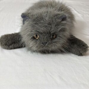 TY Kitten, Grey 18" long, cuddle soft - laying down, long hair Cute Realistic